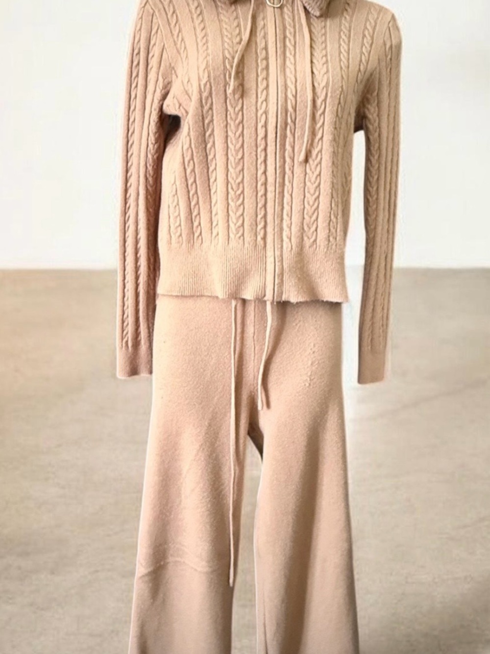 AZ women's set, ideal for autumn, brown, size S/M, viscose.
